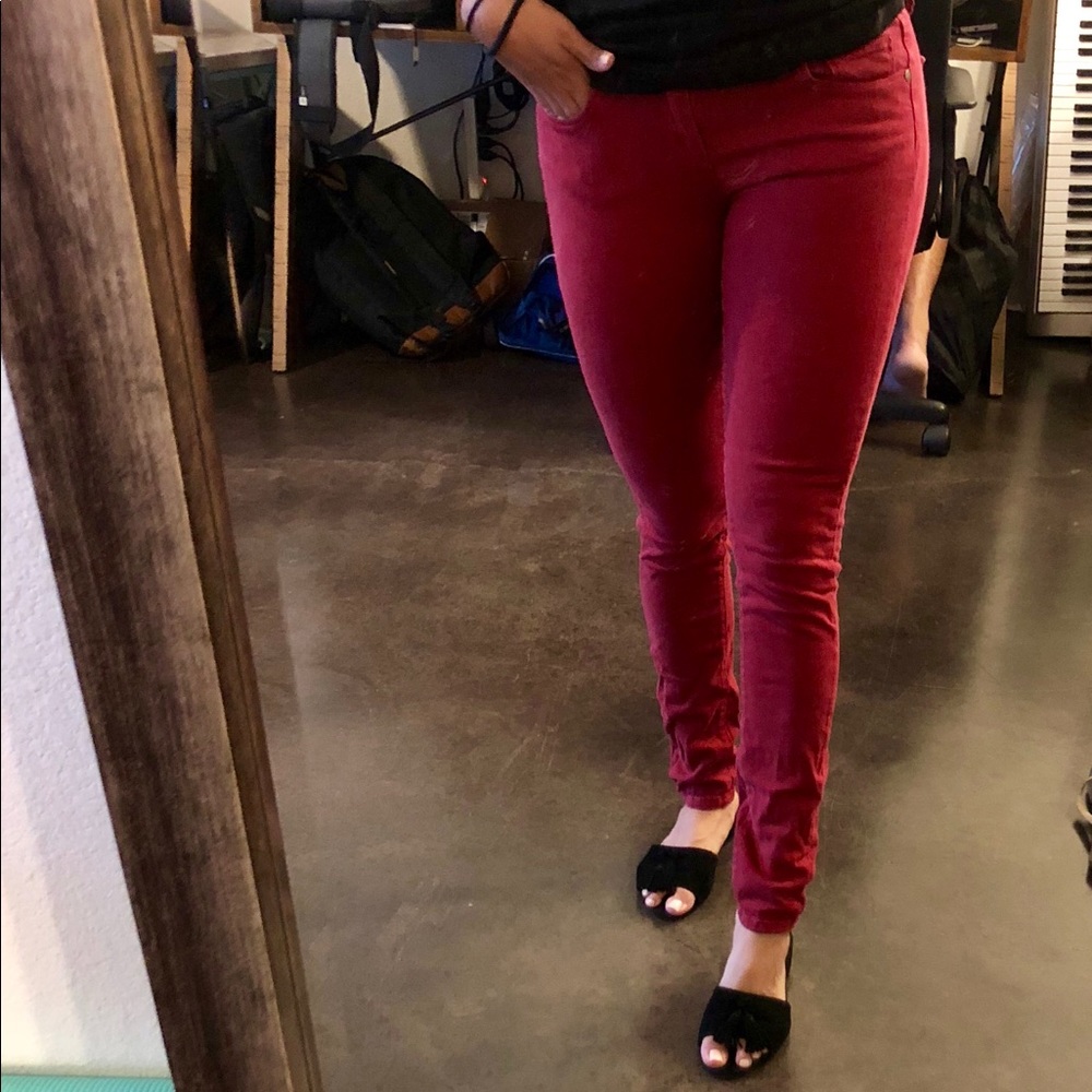 Paige Denim Red/Crimson Super Skinny Jeans